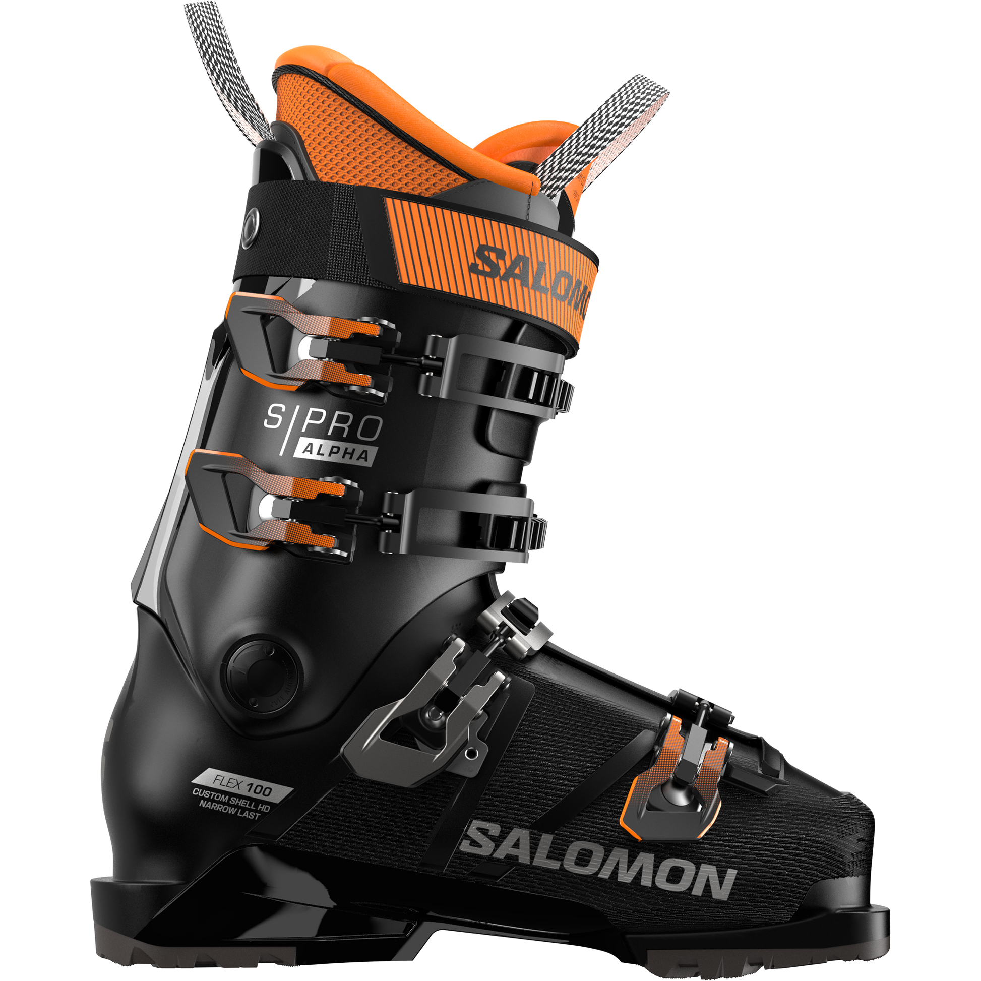  SALOMON S/Pro Alpha 100 Ski Boots - Mens - Black / Dark Grey Met. / Orange Tiger